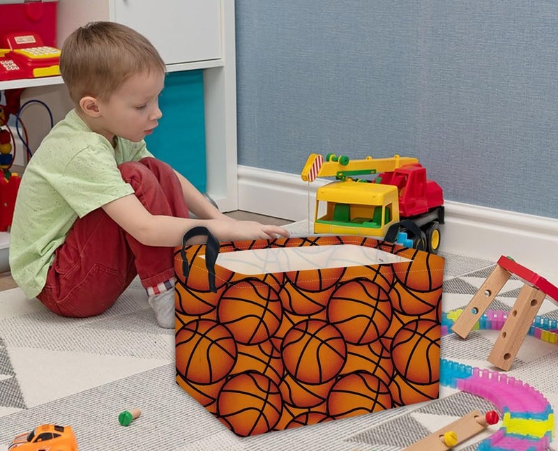 DDBASKET Rectangular Basketball Baskets Gift Basket Empty Kids Storage Bins Baby Boy Basket Kids Toy Storage Bin Organizer Box Basketball Room Decor for Home(Basketballs) - Image 5